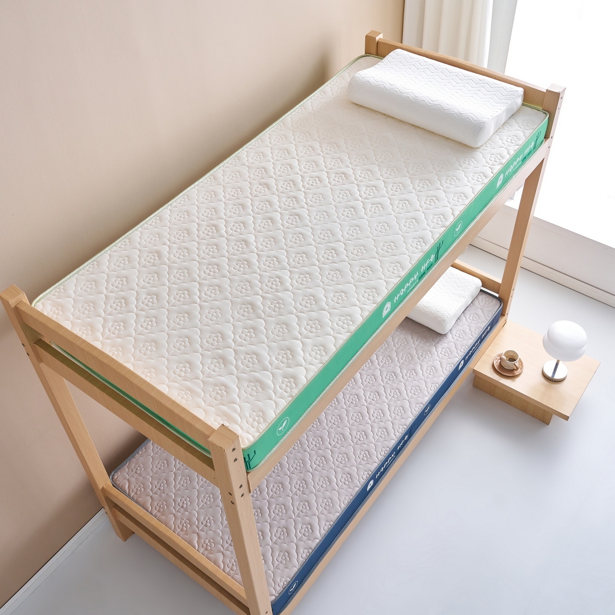 91家纺网 家纺一手货源 找家纺 奇丝雅 2025新款针织棉学生宿舍床专用加厚记忆棉海绵立体乳胶床垫【高密记忆棉】 繁花-绿（6公分）