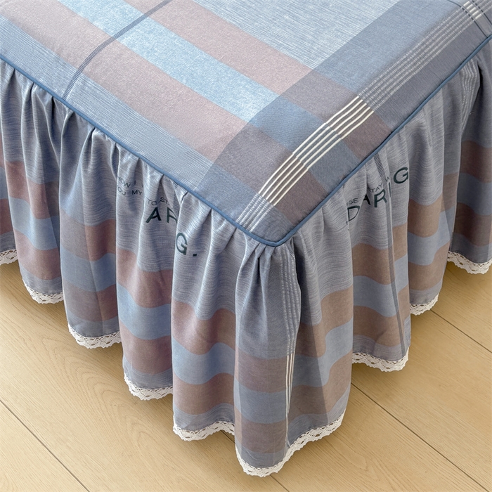 91家纺网 家纺一手货源 找家纺 缦彩 2025新款全棉纯棉磨毛印花床裙单品床裙单件单床裙花边床单三件套 索伦格