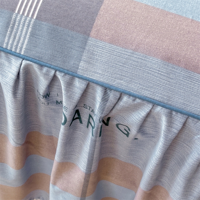 91家纺网 家纺一手货源 找家纺 缦彩 2025新款全棉纯棉磨毛印花床裙单品床裙单件单床裙花边床单三件套 索伦格