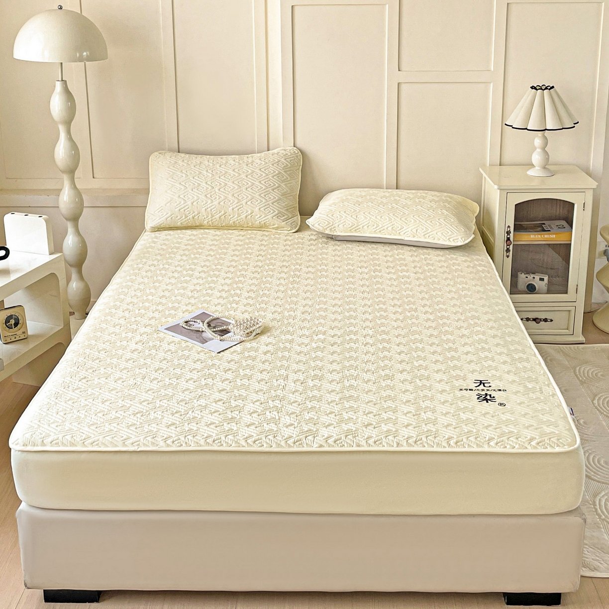 91家纺网 家纺一手货源 找家纺 娜娜 2025新款无染A类亲肤磨毛床笠 无染-米