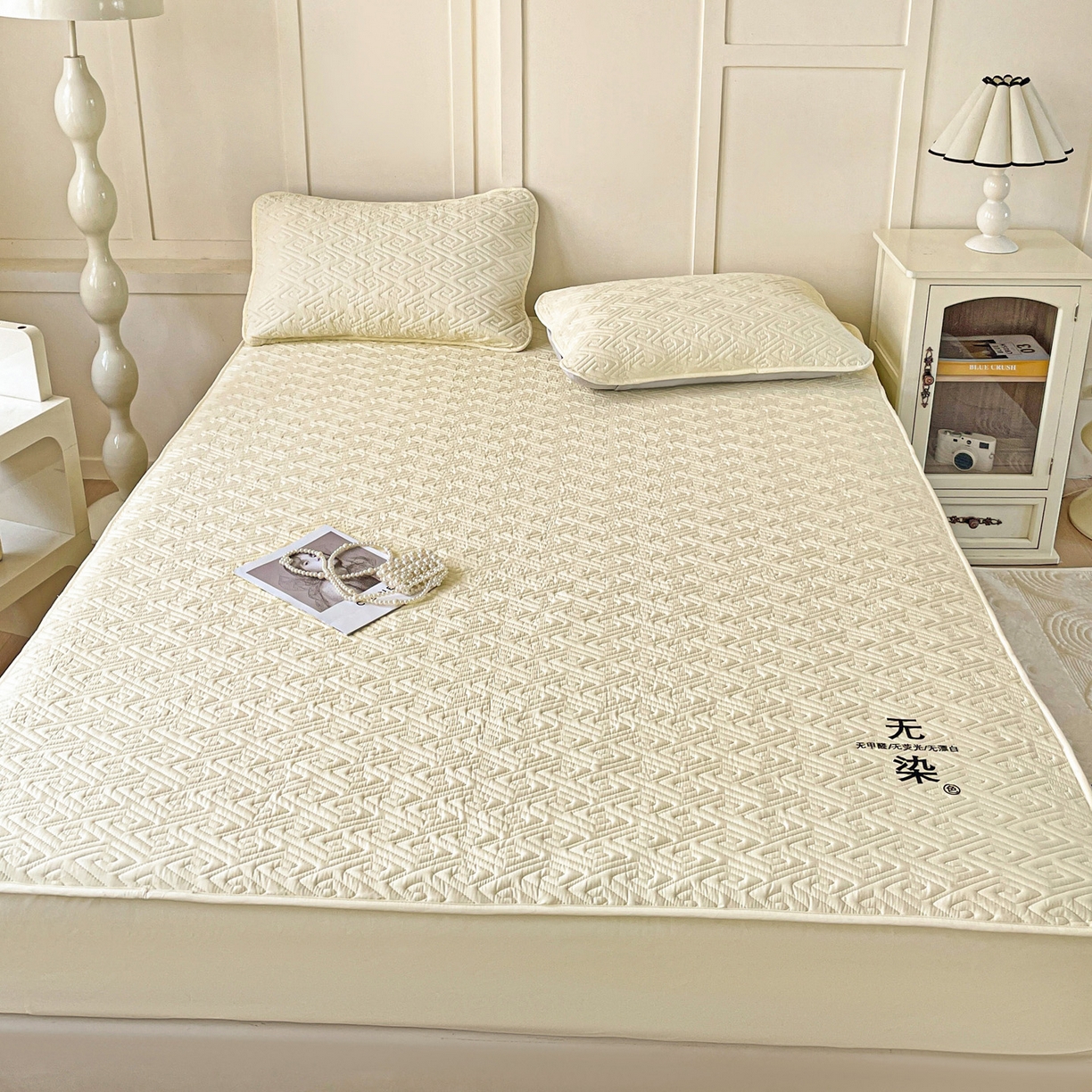 91家纺网 家纺一手货源 找家纺 娜娜 2025新款无染A类亲肤磨毛床笠 无染-米