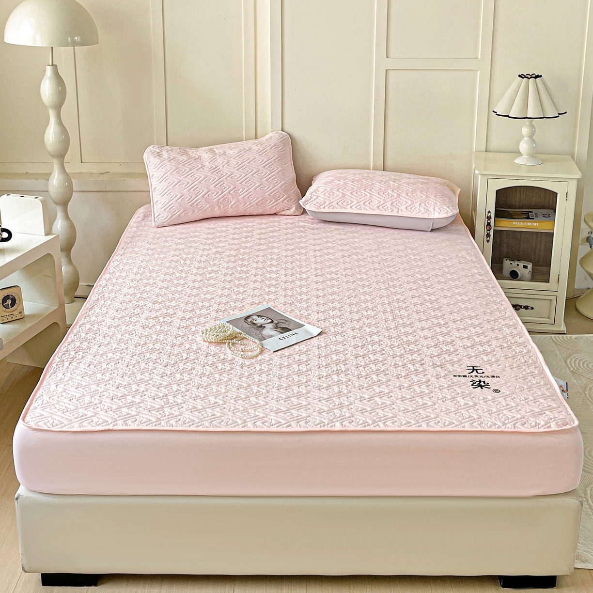 91家纺网 家纺一手货源 找家纺 娜娜 2025新款无染A类亲肤磨毛床笠 无染-粉