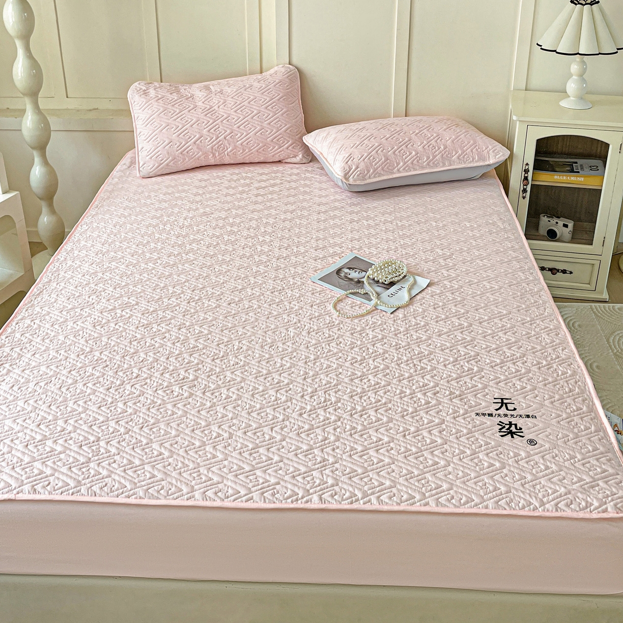 91家纺网 家纺一手货源 找家纺 娜娜 2025新款无染A类亲肤磨毛床笠 无染-粉