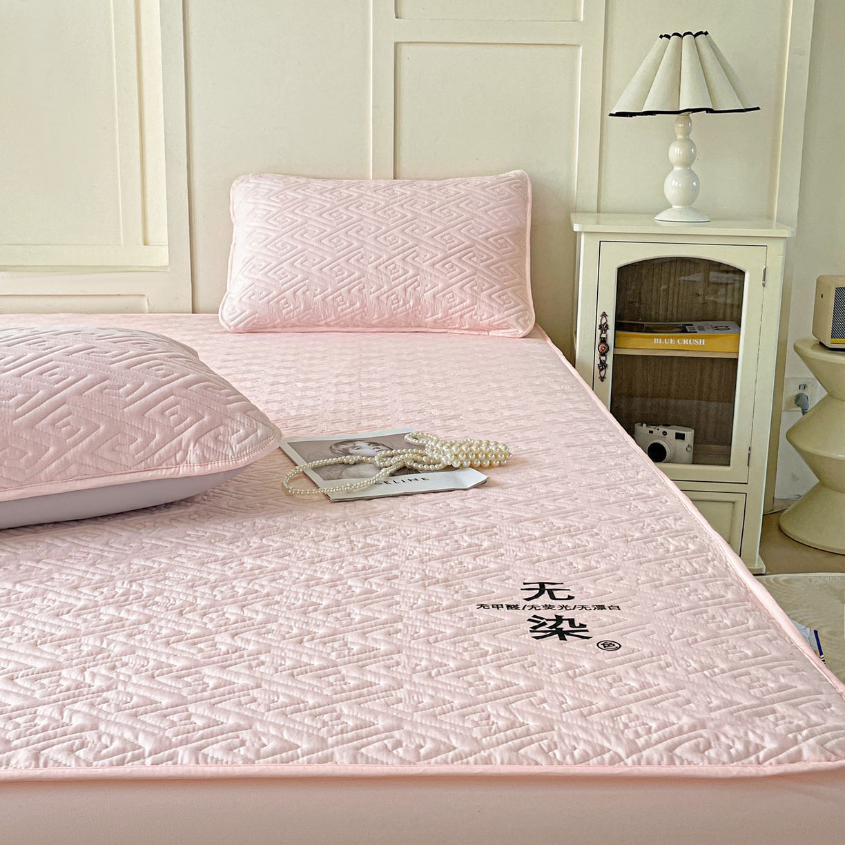 91家纺网 家纺一手货源 找家纺 娜娜 2025新款无染A类亲肤磨毛床笠 无染-粉