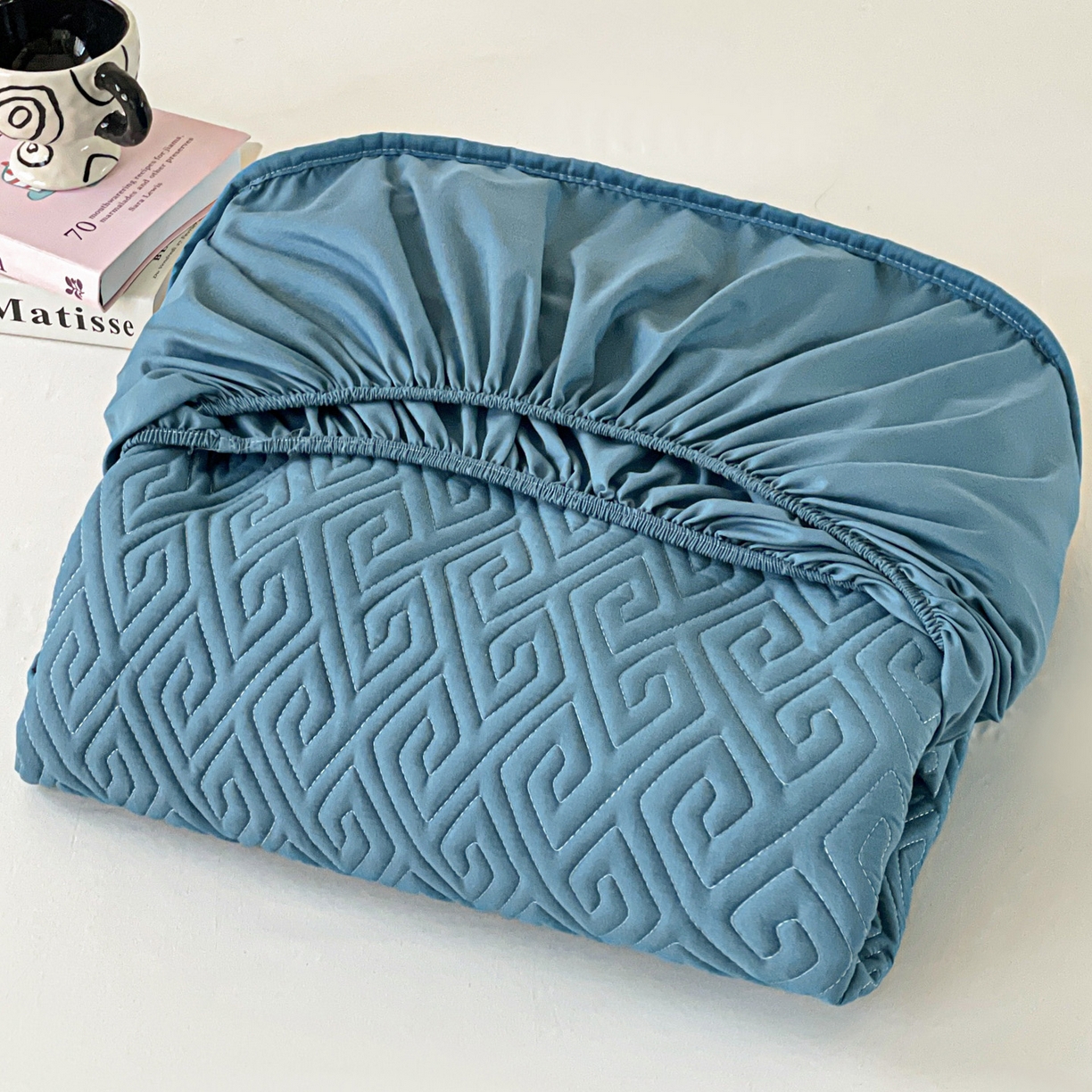 91家纺网 家纺一手货源 找家纺 娜娜 2025新款无染A类亲肤磨毛床笠 无染-湖蓝