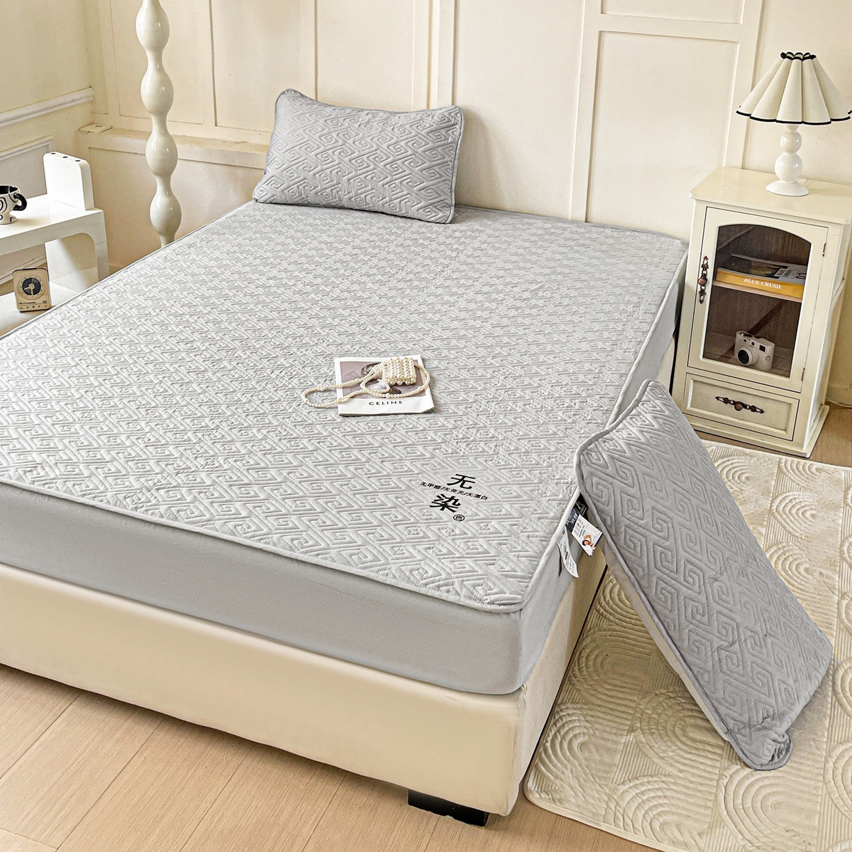 91家纺网 家纺一手货源 找家纺 娜娜 2025新款无染A类亲肤磨毛床笠 无染-灰