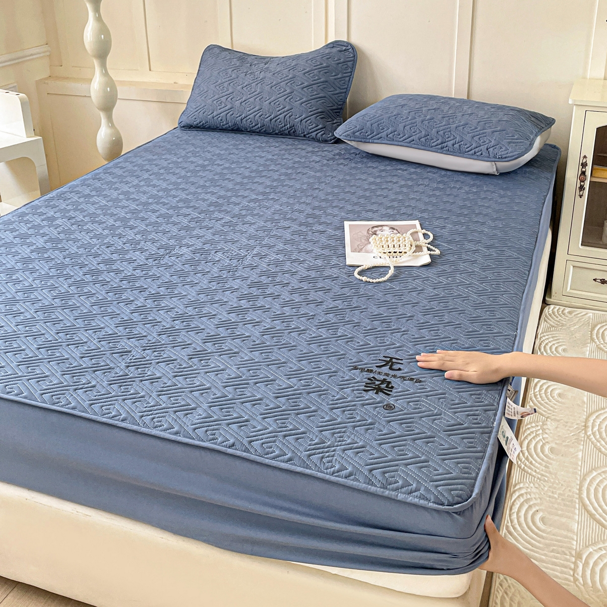 娜娜 2025新款无染A类亲肤磨毛床笠 无染-蓝