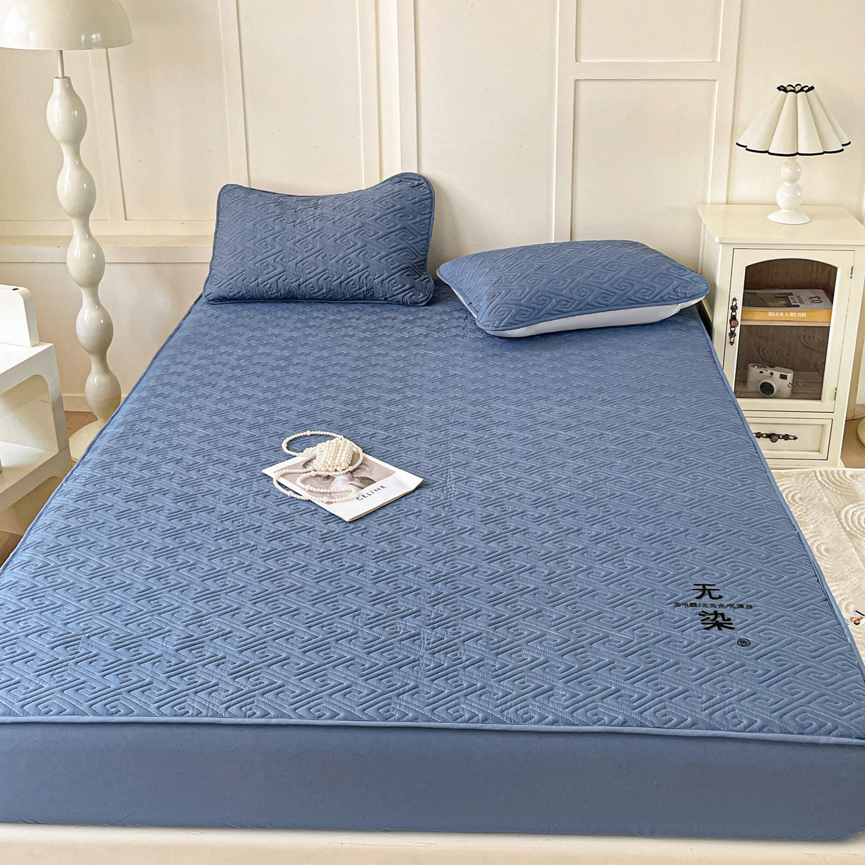 91家纺网 家纺一手货源 找家纺 娜娜 2025新款无染A类亲肤磨毛床笠 无染-蓝