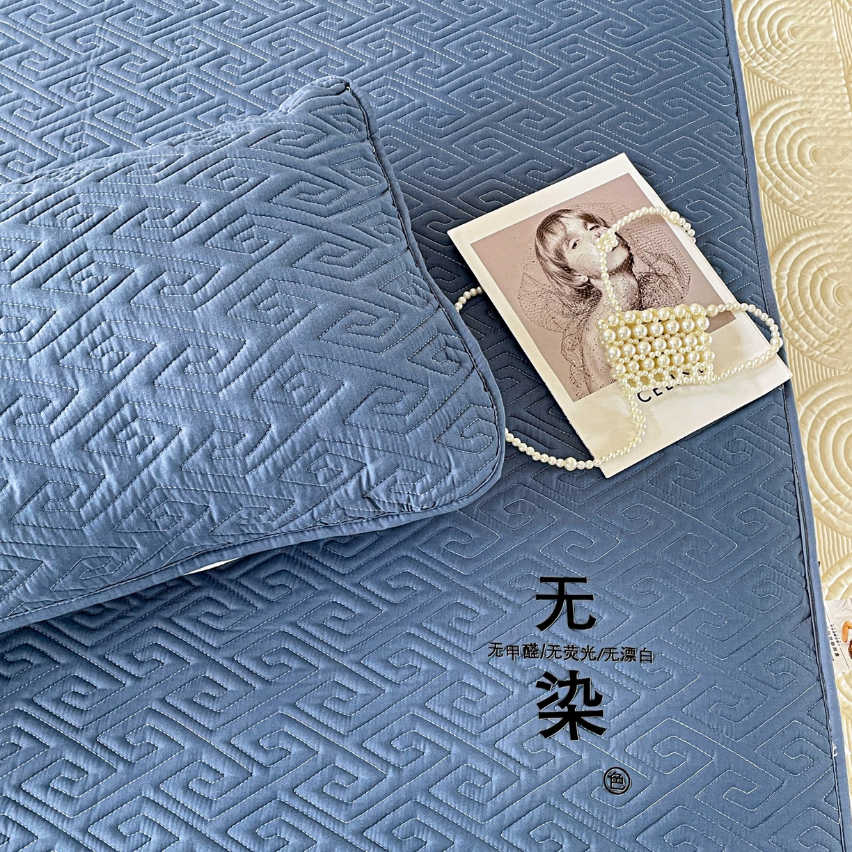 91家纺网 家纺一手货源 找家纺 娜娜 2025新款无染A类亲肤磨毛床笠 无染-蓝