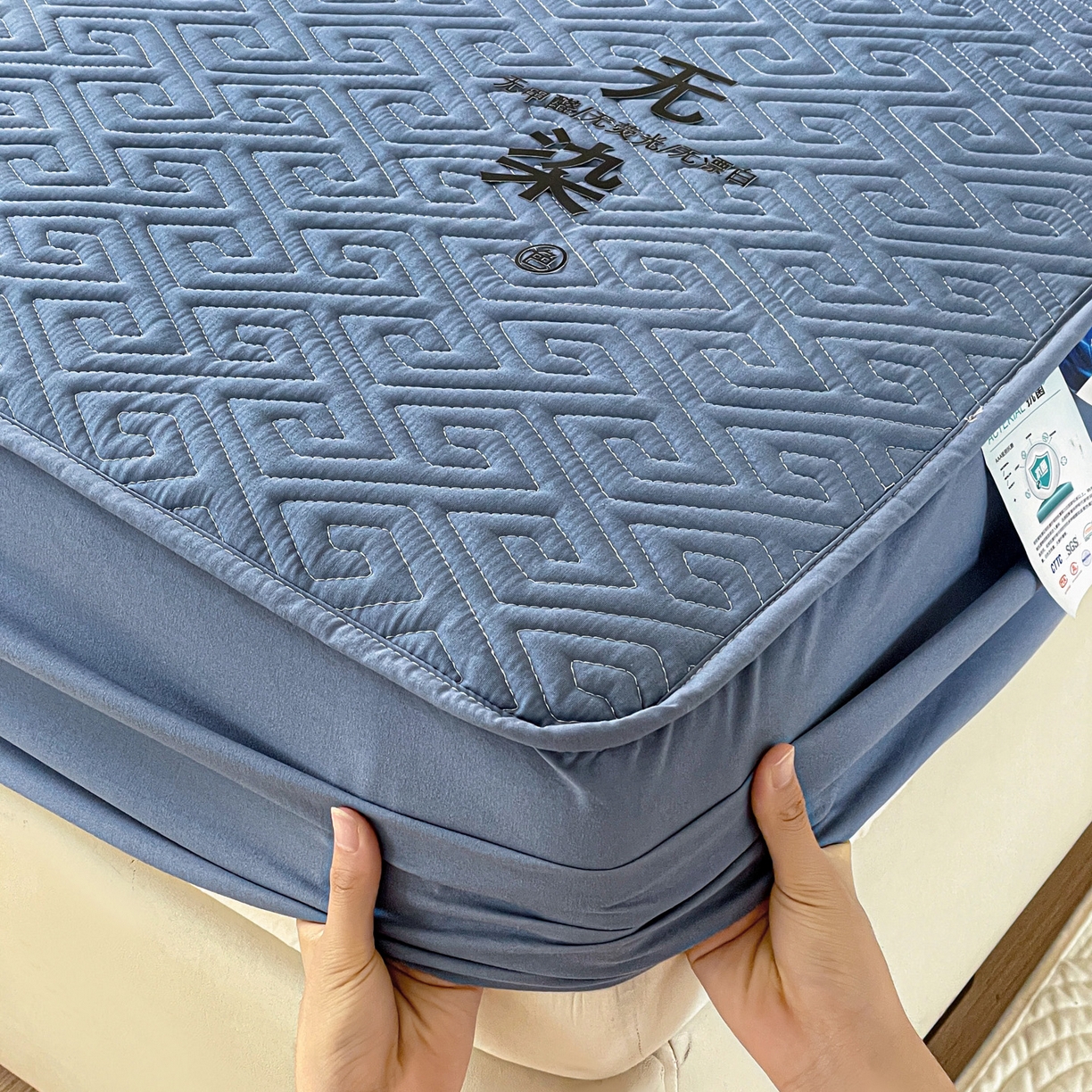 91家纺网 家纺一手货源 找家纺 娜娜 2025新款无染A类亲肤磨毛床笠 无染-蓝