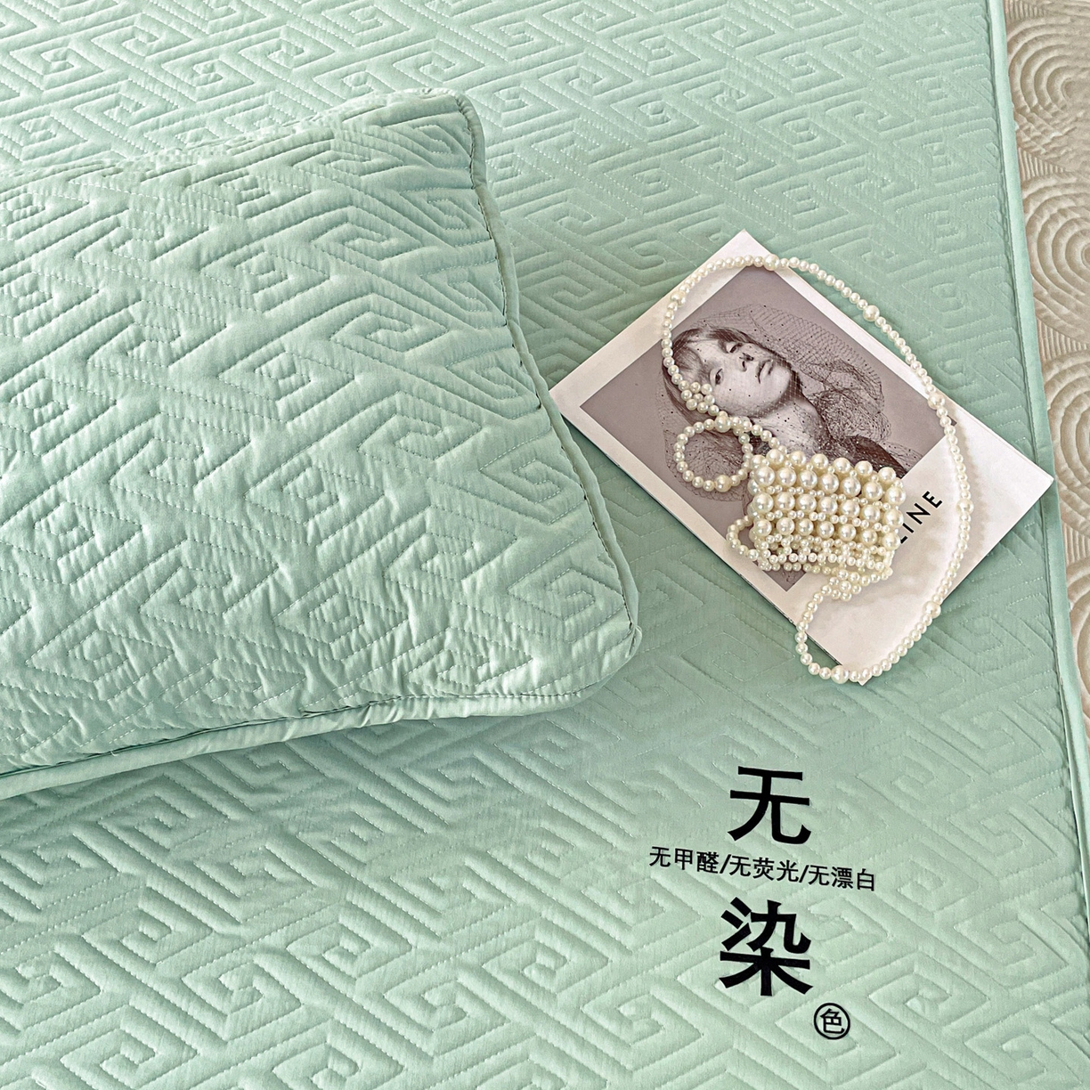 91家纺网 家纺一手货源 找家纺 娜娜 2025新款无染A类亲肤磨毛床笠 无染-绿