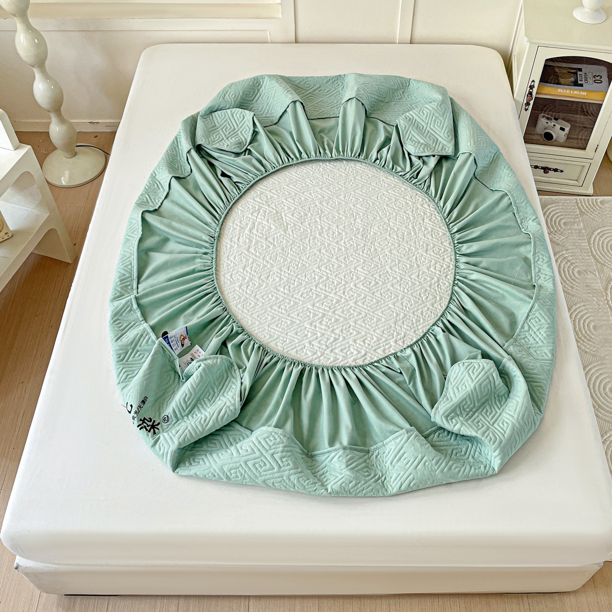 91家纺网 家纺一手货源 找家纺 娜娜 2025新款无染A类亲肤磨毛床笠 无染-绿