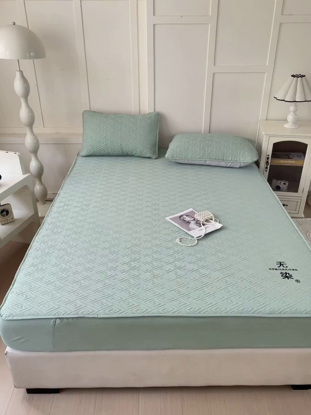 91家纺网 家纺一手货源 找家纺 娜娜 2025新款无染A类亲肤磨毛床笠 无染-绿