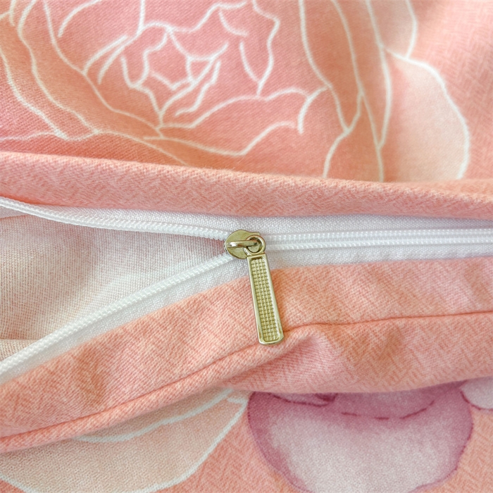 91家纺网 家纺一手货源 找家纺 缦彩 2025新款全棉纯棉磨毛公主风花边床裙四件套 落日繁华-粉