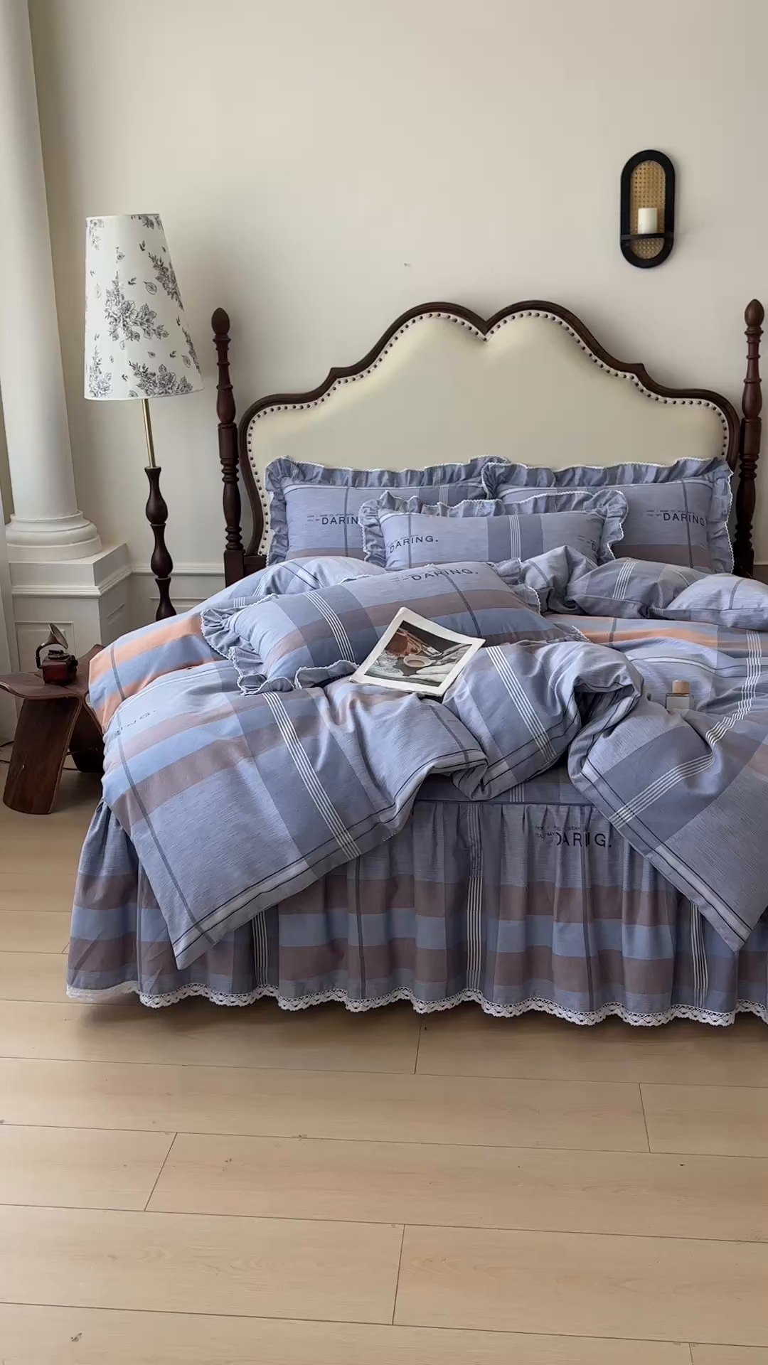 91家纺网 家纺一手货源 找家纺 缦彩 2025新款全棉纯棉磨毛公主风花边床裙四件套 索伦格