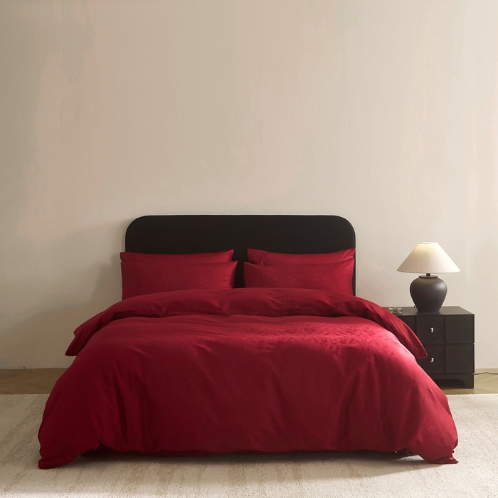 91家纺网 家纺一手货源 找家纺 （总）ONE TWO ONE 121 2025新款婚庆高支高密长绒棉贡缎提花四件套-东方囍礼