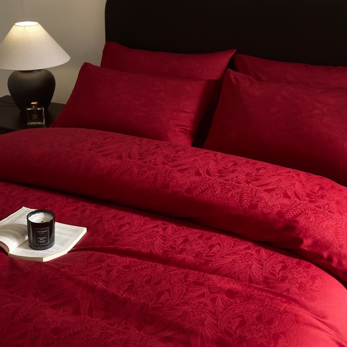 91家纺网 家纺一手货源 找家纺 （总）ONE TWO ONE 121 2025新款婚庆高支高密长绒棉贡缎提花四件套-东方囍礼