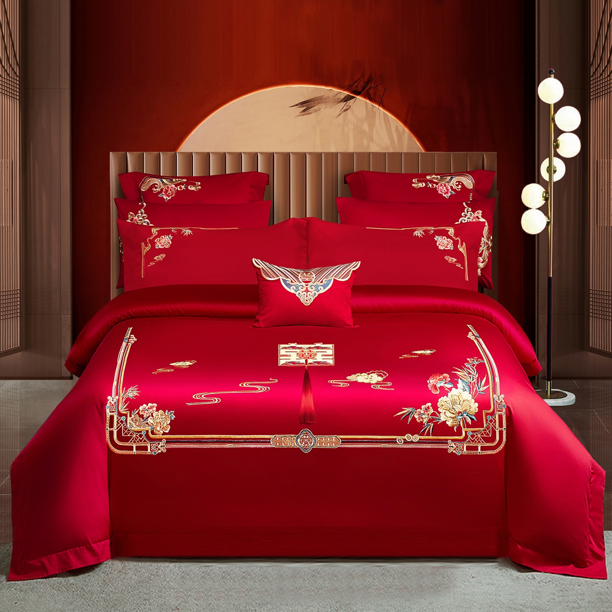 91家纺网 家纺一手货源 找家纺 （总）柏拉图 2025新款100s贡缎长绒棉提花婚庆系列四件套多件套