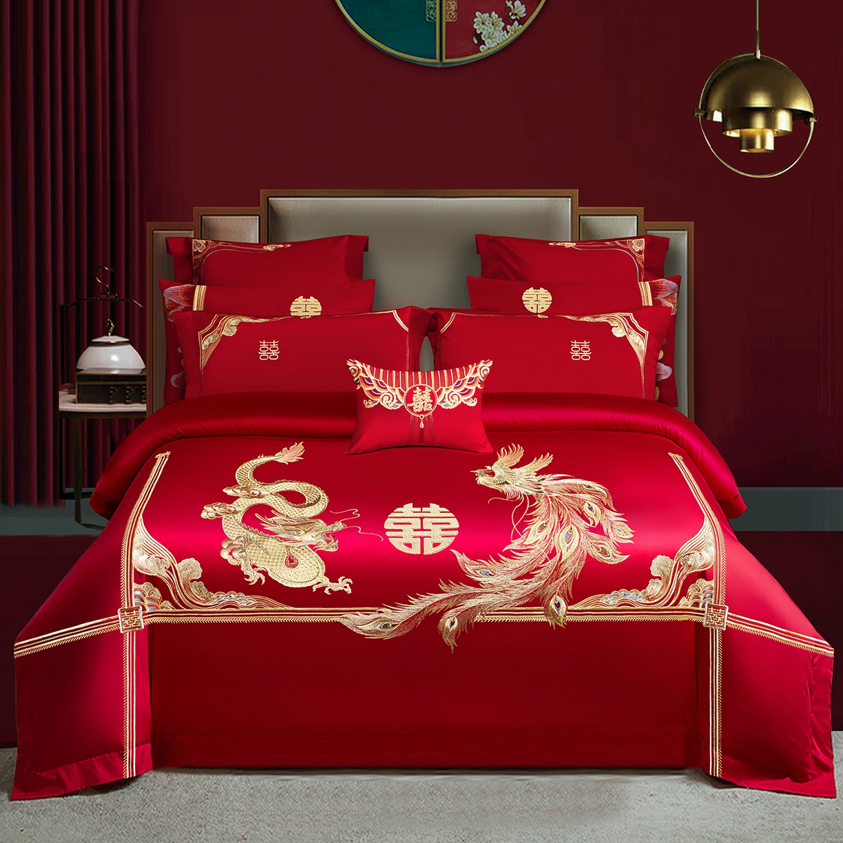 91家纺网 家纺一手货源 找家纺 （总）柏拉图 2025新款100s贡缎长绒棉提花婚庆系列四件套多件套