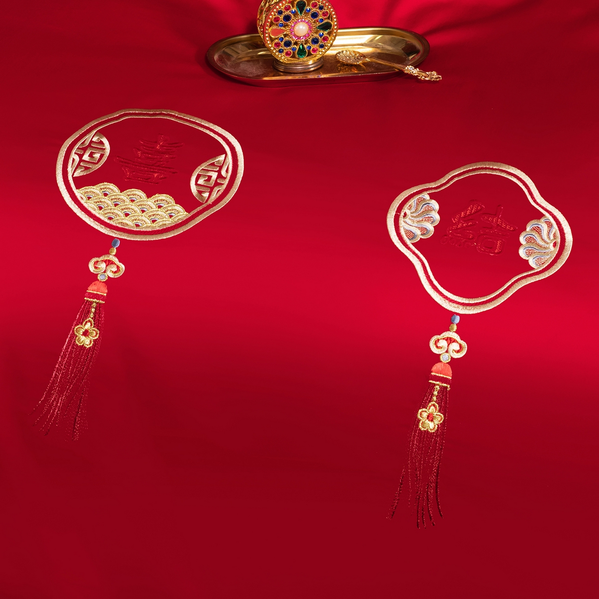 91家纺网 家纺一手货源 找家纺 柏拉图 2025新款100s贡缎长绒棉提花婚庆系列四件套多件套 新喜结良缘