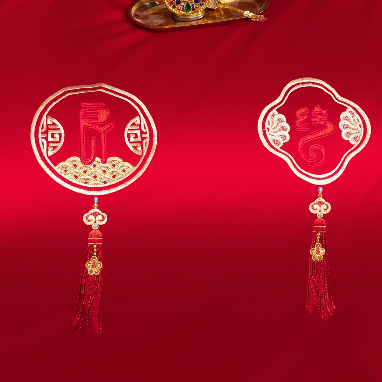 91家纺网 家纺一手货源 找家纺 柏拉图 2025新款100s贡缎长绒棉提花婚庆系列四件套多件套 新喜结良缘