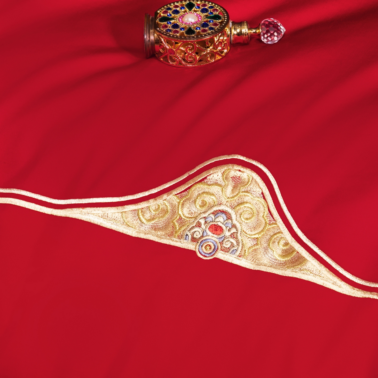 91家纺网 家纺一手货源 找家纺 柏拉图 2025新款100s贡缎长绒棉提花婚庆系列四件套多件套 新喜结良缘