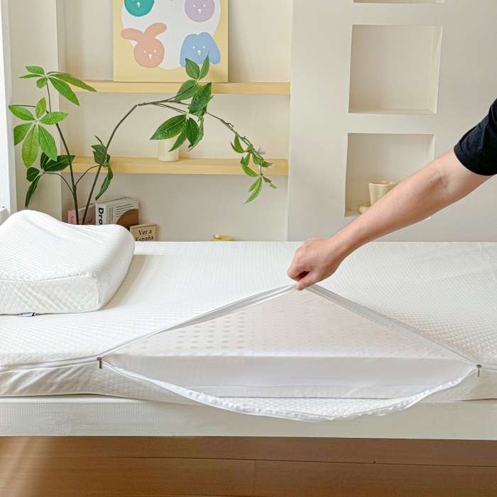 91家纺网 家纺一手货源 找家纺 美丽折家纺 2025新款泰国天然乳胶学生床垫 宿舍上下铺褥子可拆卸纯乳胶床垫 纯白菱形格