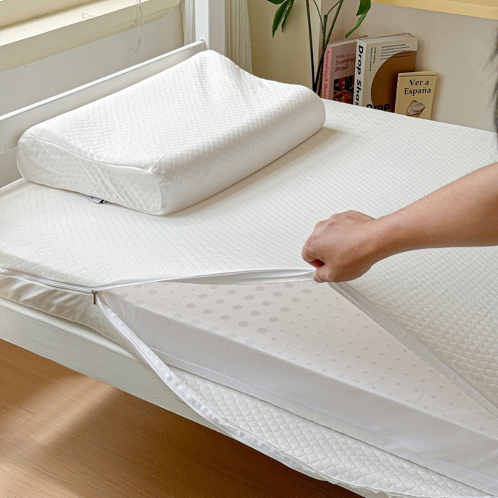 91家纺网 家纺一手货源 找家纺 美丽折家纺 2025新款泰国天然乳胶学生床垫 宿舍上下铺褥子可拆卸纯乳胶床垫 纯白菱形格