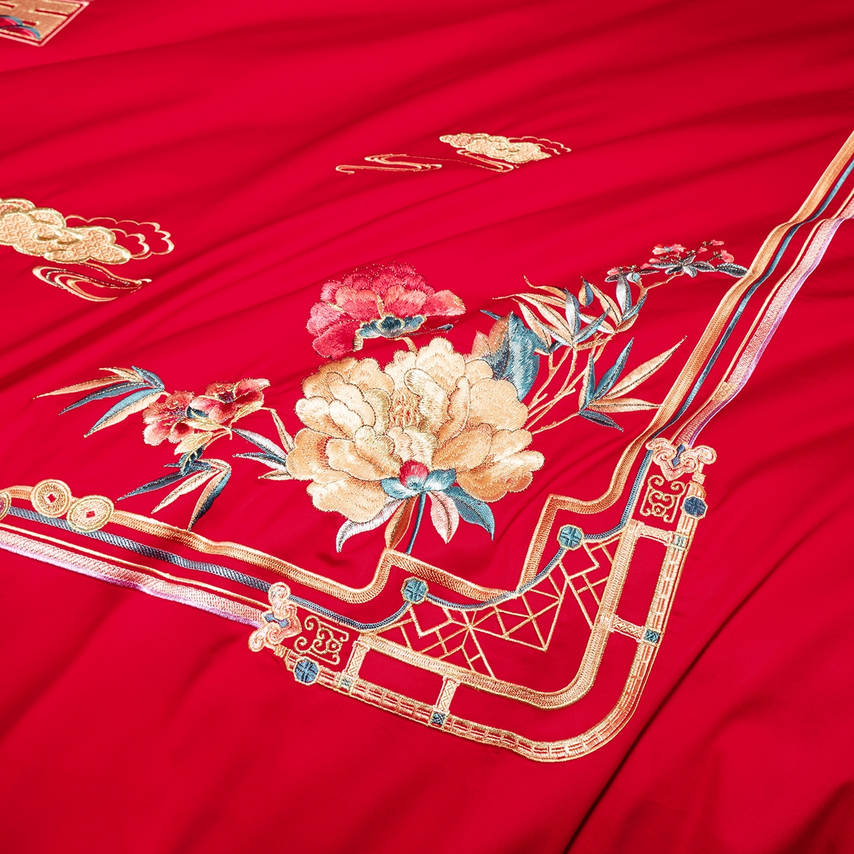 91家纺网 家纺一手货源 找家纺 柏拉图 2025新款100s贡缎长绒棉提花婚庆系列四件套多件套 良辰喜事