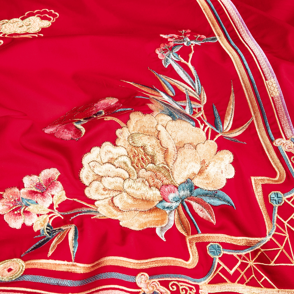 91家纺网 家纺一手货源 找家纺 柏拉图 2025新款100s贡缎长绒棉提花婚庆系列四件套多件套 良辰喜事