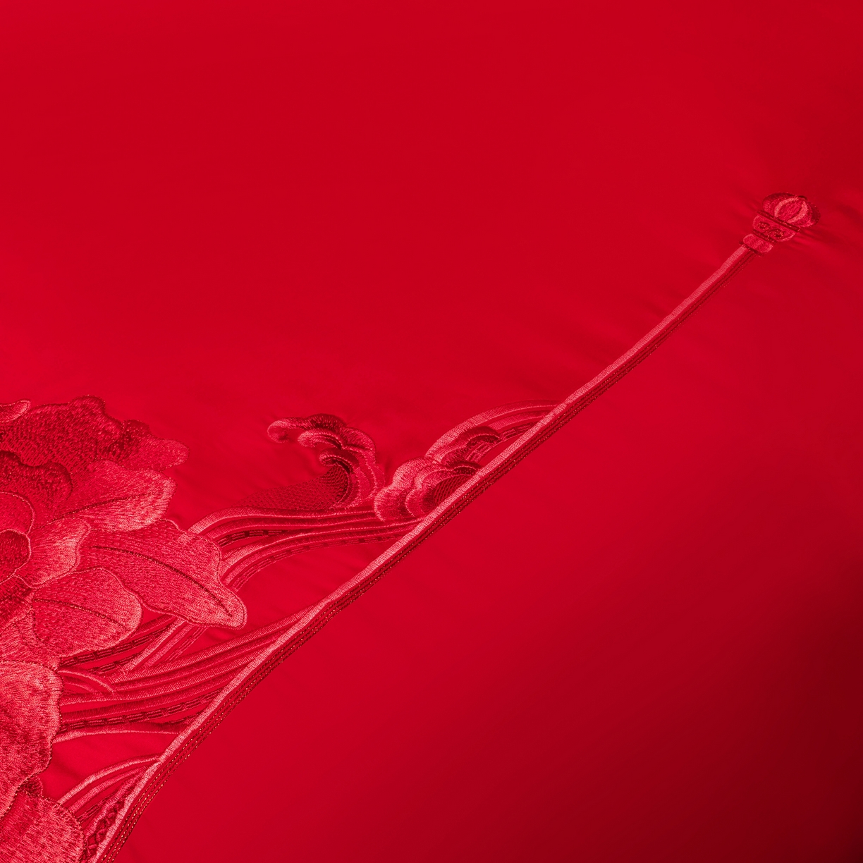 91家纺网 家纺一手货源 找家纺 柏拉图 2025新款100s贡缎长绒棉提花婚庆系列四件套多件套 花田喜事-红