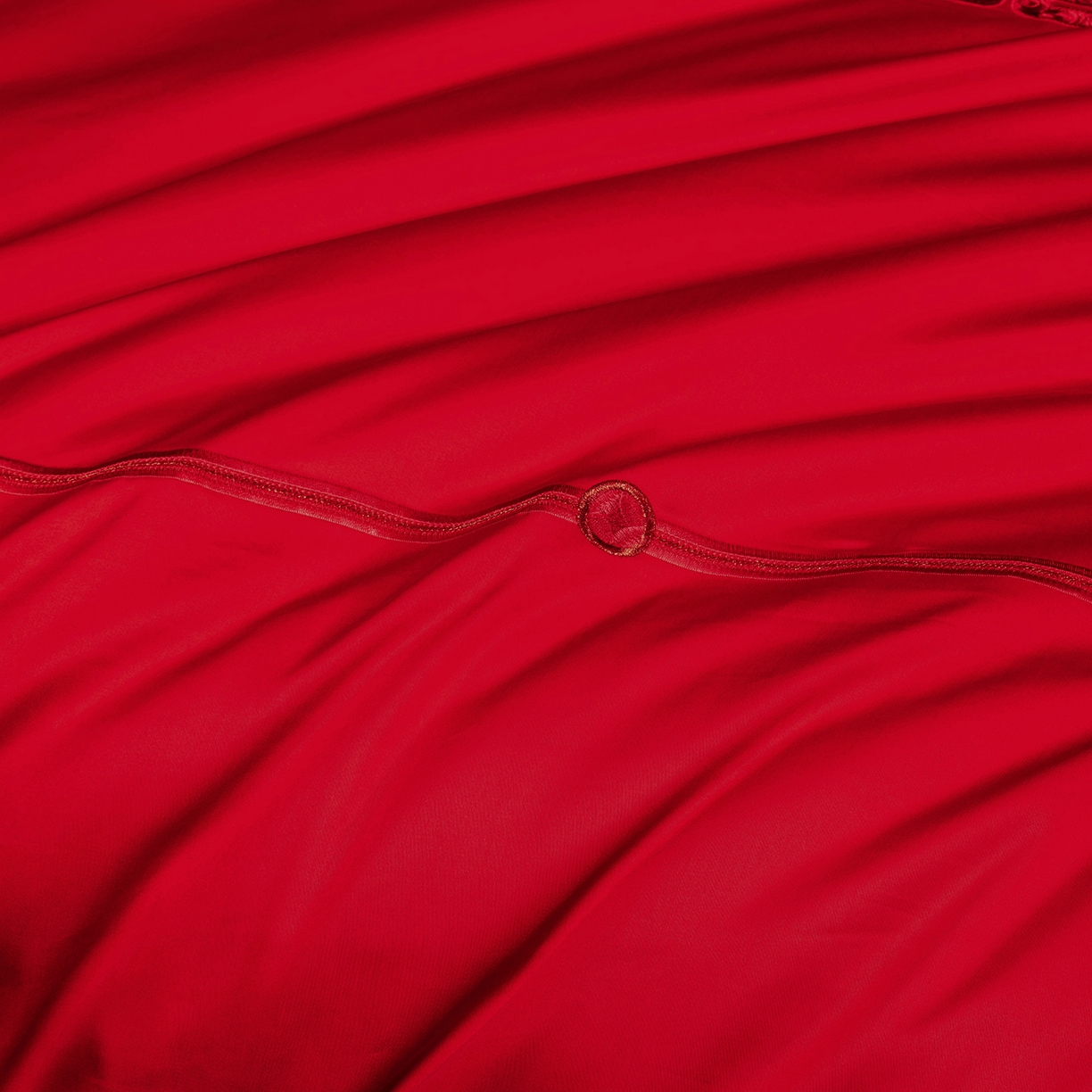 91家纺网 家纺一手货源 找家纺 柏拉图 2025新款100s贡缎长绒棉提花婚庆系列四件套多件套 花田喜事-红