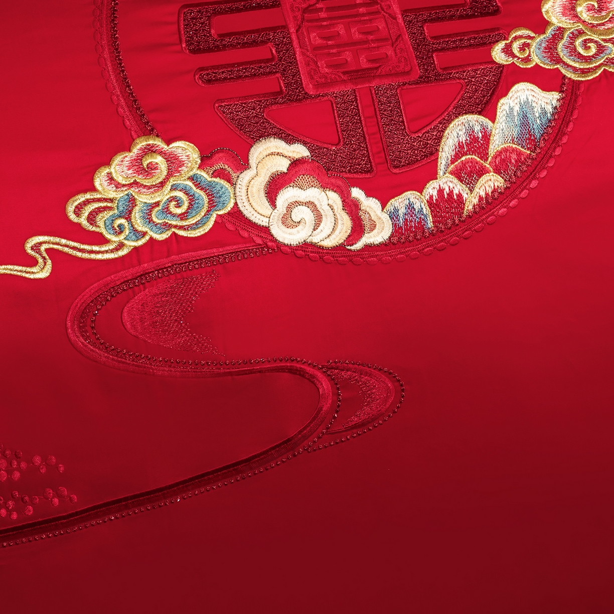 91家纺网 家纺一手货源 找家纺 柏拉图 2025新款100s贡缎长绒棉提花婚庆系列四件套多件套 如愿