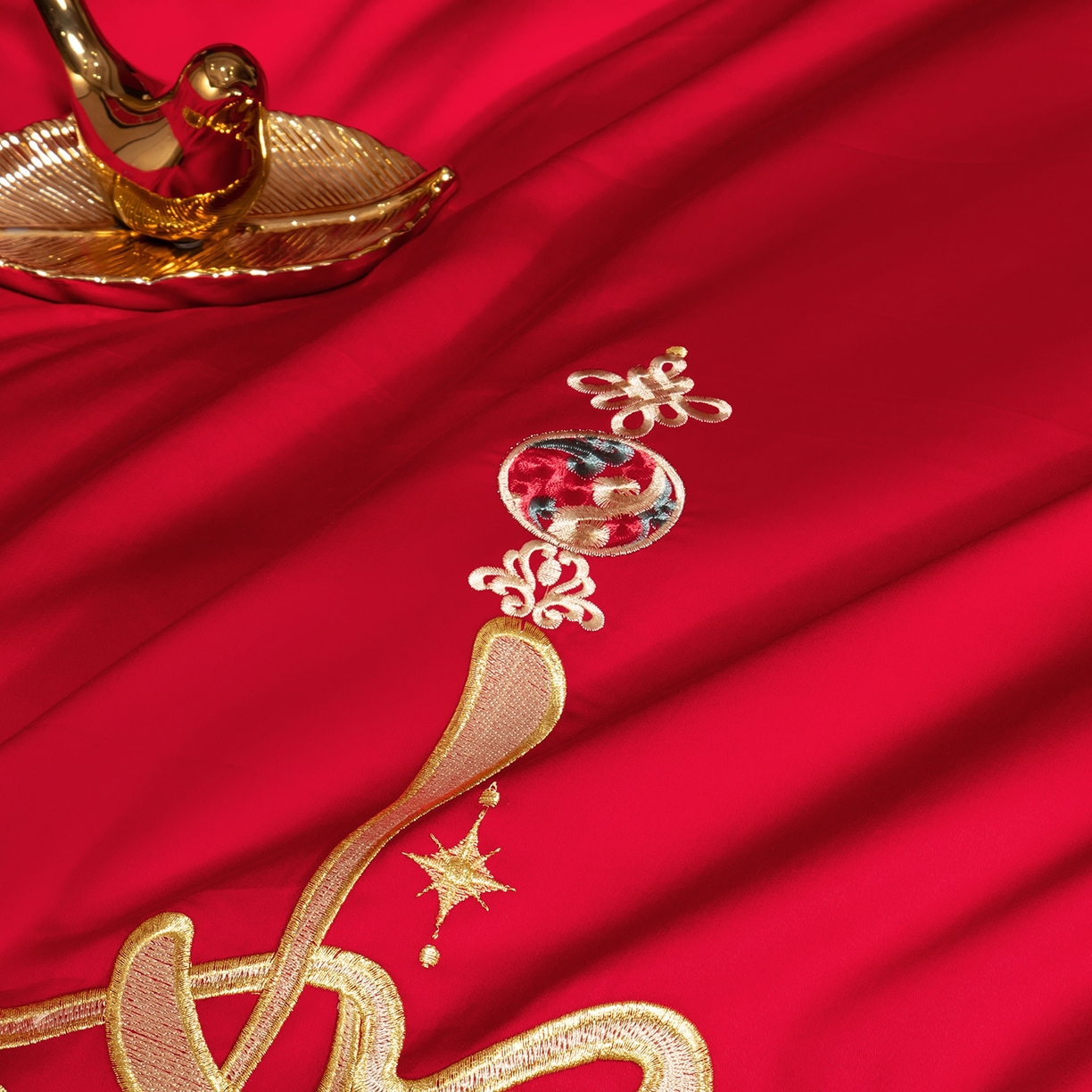 91家纺网 家纺一手货源 找家纺 柏拉图 2025新款100s贡缎长绒棉提花婚庆系列四件套多件套 如愿