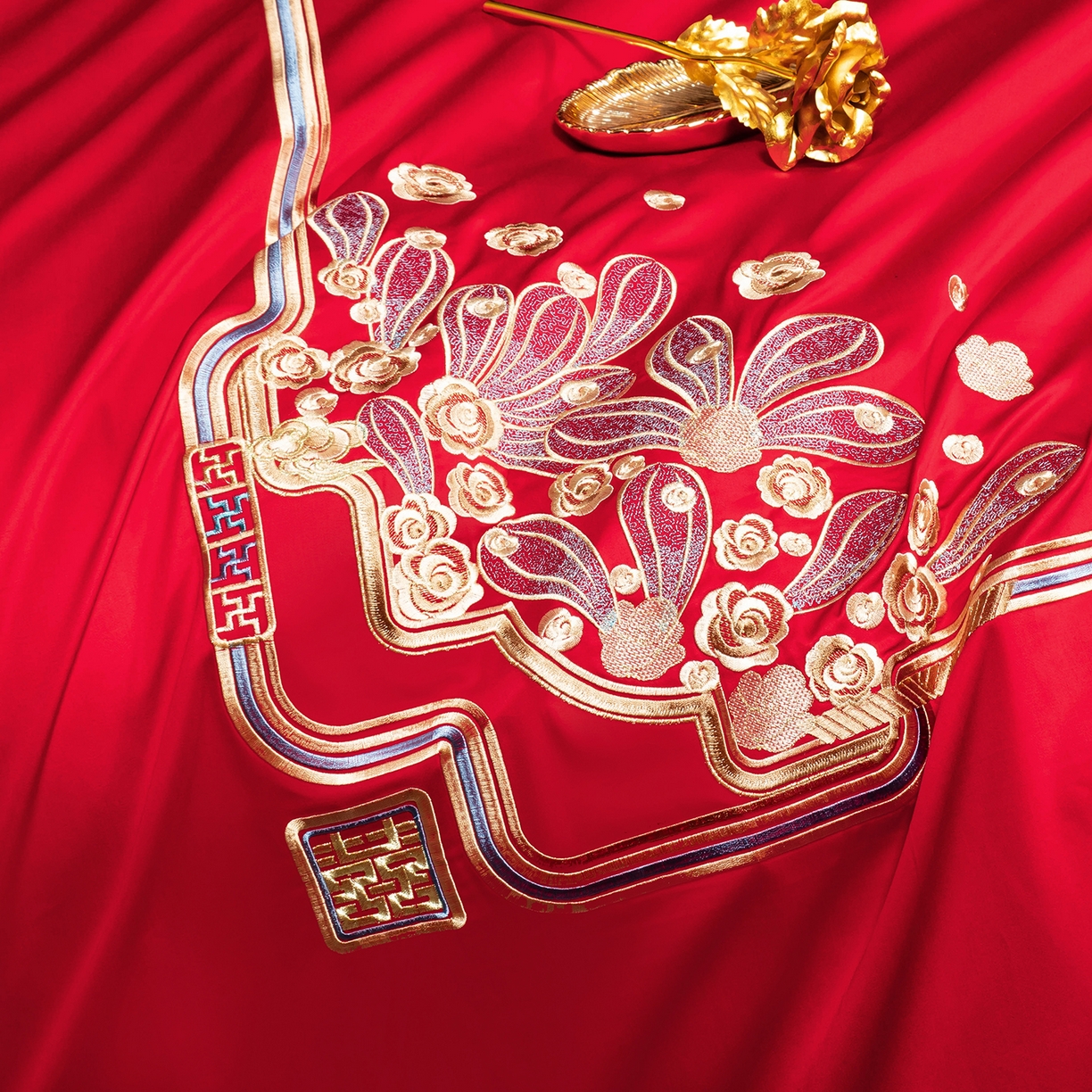 91家纺网 家纺一手货源 找家纺 柏拉图 2025新款100s贡缎长绒棉提花婚庆系列四件套多件套 柔情蜜语