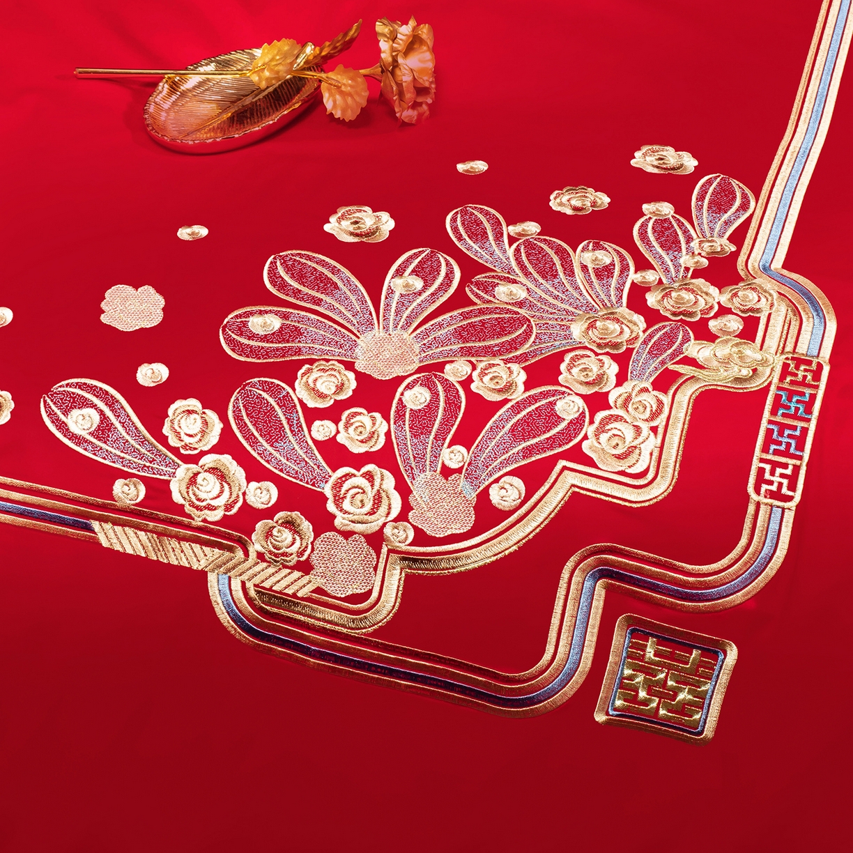 91家纺网 家纺一手货源 找家纺 柏拉图 2025新款100s贡缎长绒棉提花婚庆系列四件套多件套 柔情蜜语