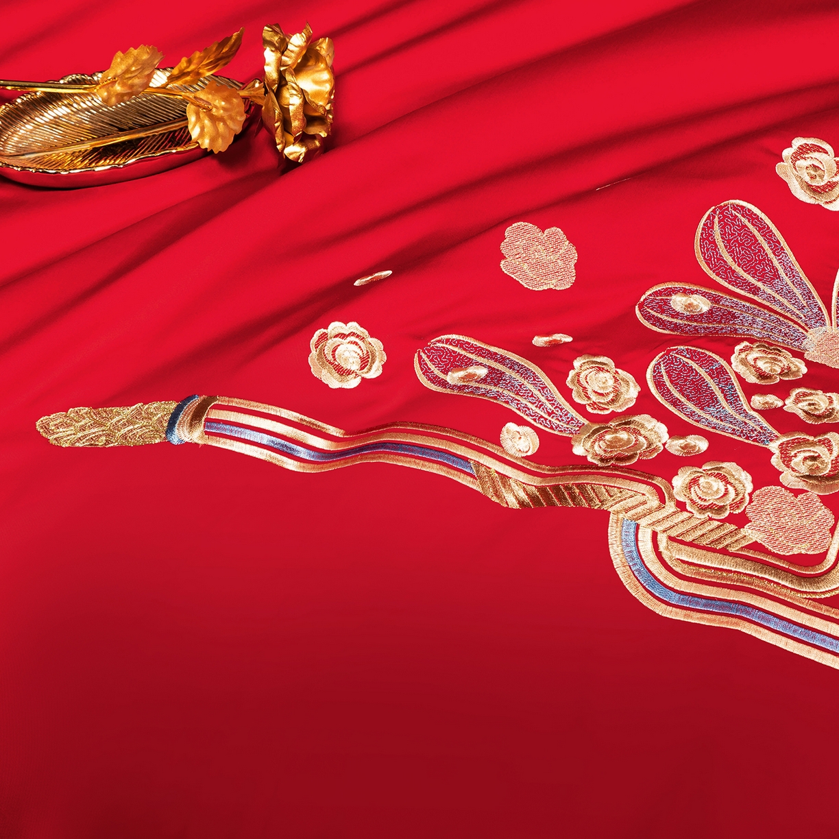 91家纺网 家纺一手货源 找家纺 柏拉图 2025新款100s贡缎长绒棉提花婚庆系列四件套多件套 柔情蜜语