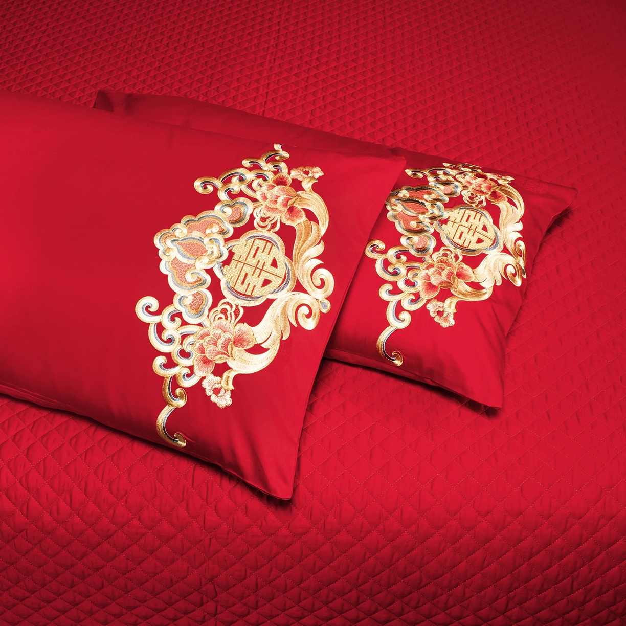 91家纺网 家纺一手货源 找家纺 柏拉图 2025新款100s贡缎长绒棉提花婚庆系列四件套多件套 一往情深