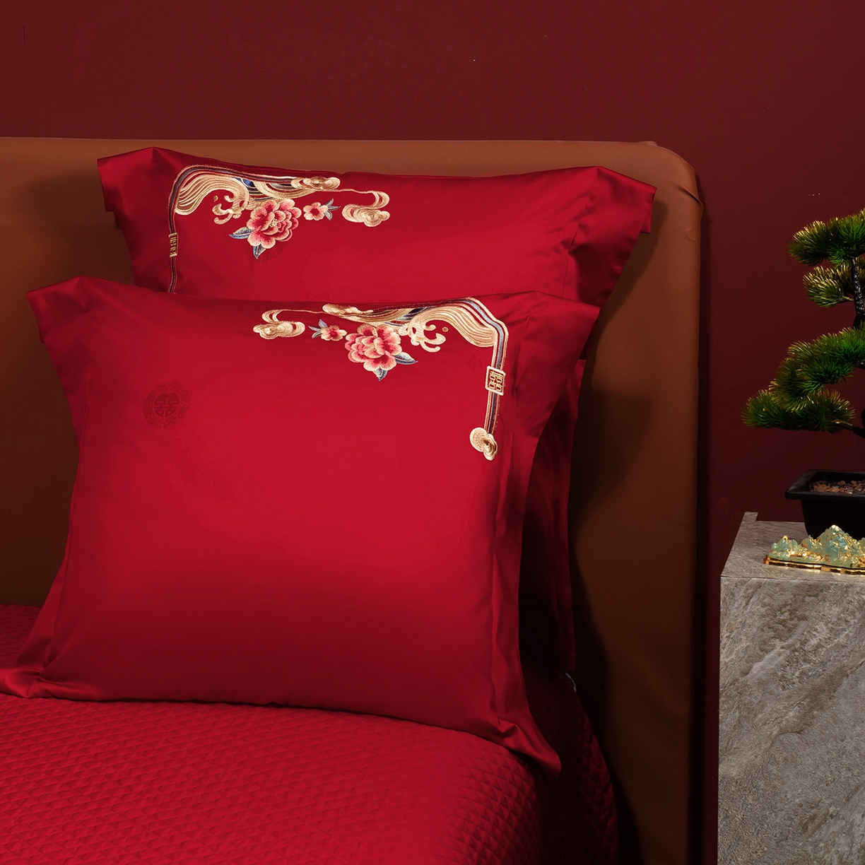 91家纺网 家纺一手货源 找家纺 柏拉图 2025新款100s贡缎长绒棉提花婚庆系列四件套多件套 一往情深