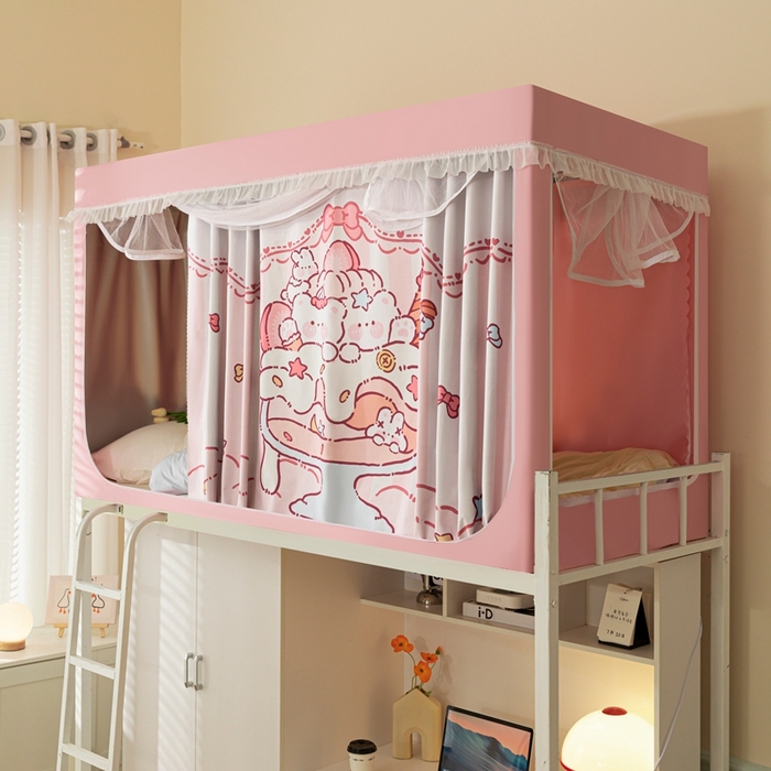 91家纺网 家纺一手货源 找家纺 （总）卓尔居 2025新款学生遮光床帘涂层花边卡通系列-风格二