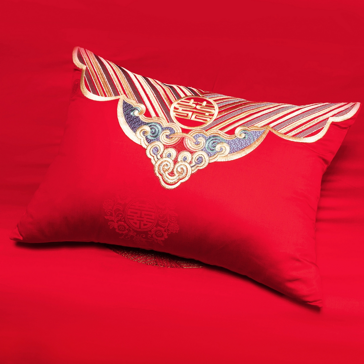 91家纺网 家纺一手货源 找家纺 柏拉图 2025新款100s贡缎长绒棉提花婚庆系列四件套多件套 相爱相守