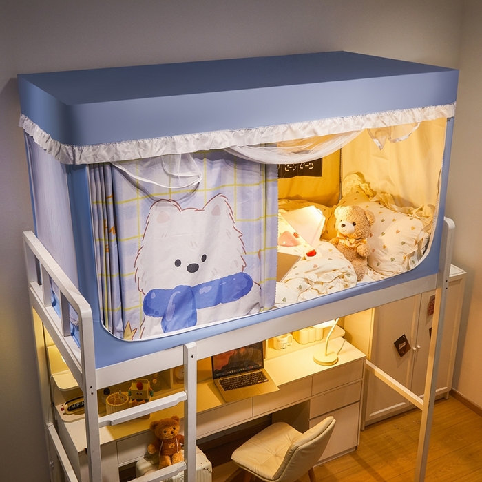 91家纺网 家纺一手货源 找家纺 卓尔居 2025新款学生遮光床帘涂层花边卡通系列-风格二 围巾小狗