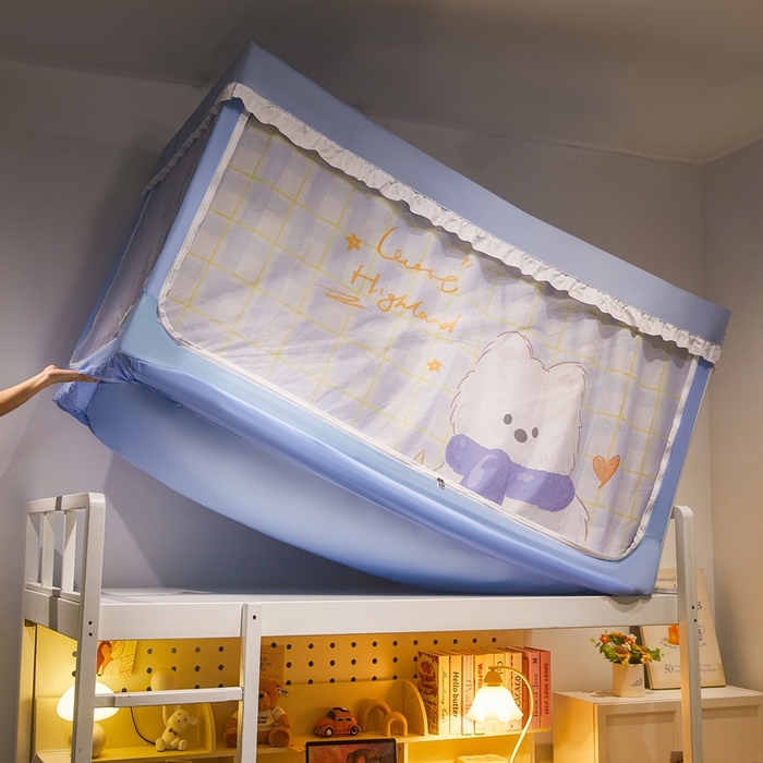 91家纺网 家纺一手货源 找家纺 卓尔居 2025新款学生遮光床帘涂层花边卡通系列-风格二 围巾小狗