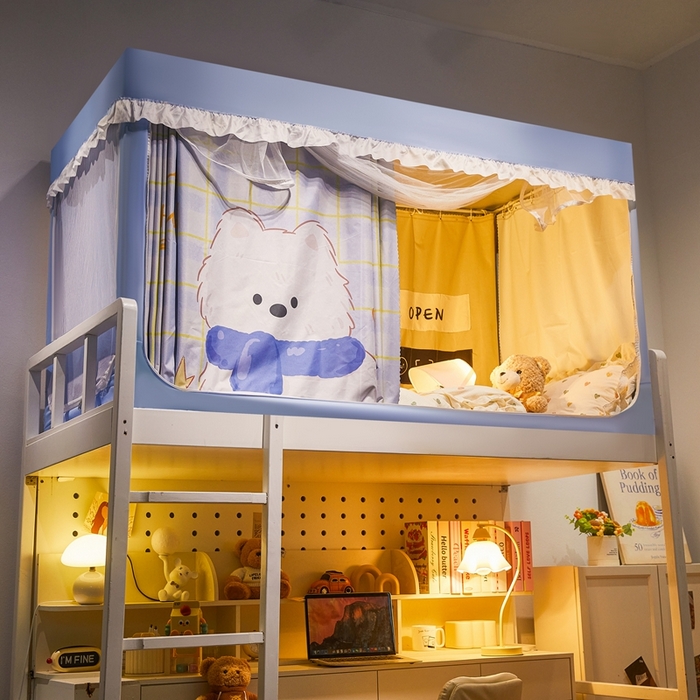 91家纺网 家纺一手货源 找家纺 卓尔居 2025新款学生遮光床帘涂层花边卡通系列-风格二 围巾小狗