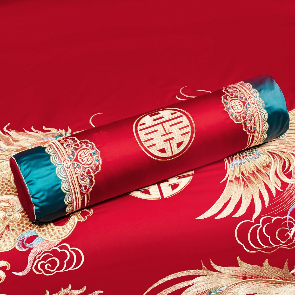 91家纺网 家纺一手货源 找家纺 柏拉图 2025新款100s长绒棉贡缎提花重工艺刺绣婚庆四件套多件套 天长地久