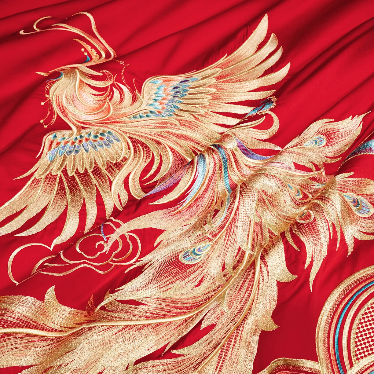 91家纺网 家纺一手货源 找家纺 柏拉图 2025新款100s长绒棉贡缎提花重工艺刺绣婚庆四件套多件套 天长地久