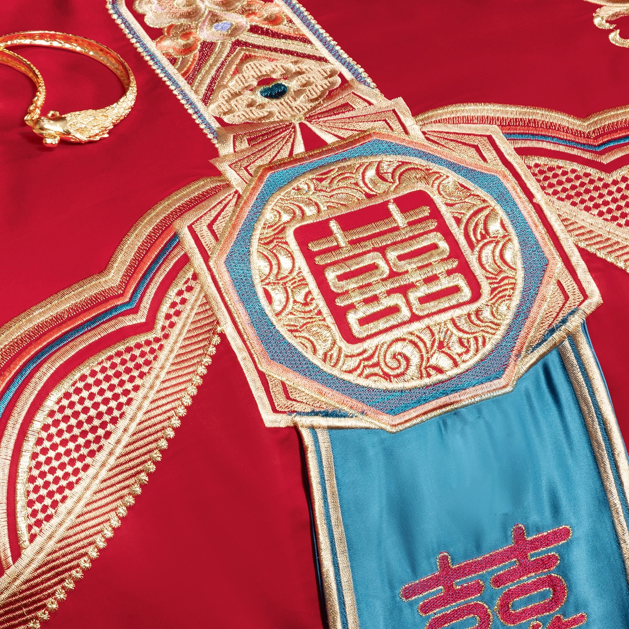 91家纺网 家纺一手货源 找家纺 柏拉图 2025新款100s长绒棉贡缎提花重工艺刺绣婚庆四件套多件套 天长地久