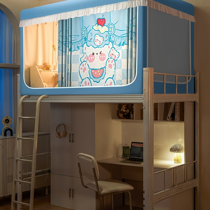 91家纺网 家纺一手货源 找家纺 卓尔居 2025新款学生遮光床帘涂层花边卡通系列-风格二 慕斯熊