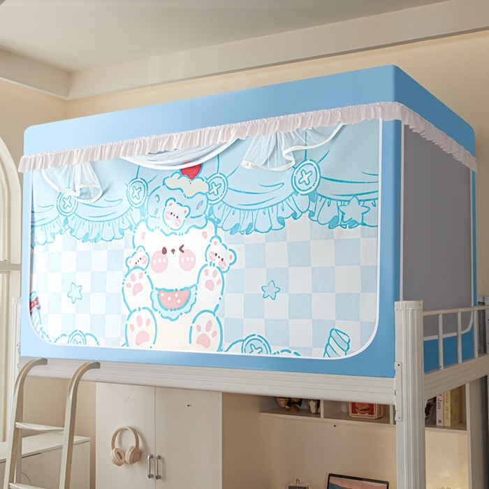 91家纺网 家纺一手货源 找家纺 卓尔居 2025新款学生遮光床帘涂层花边卡通系列-风格二 慕斯熊