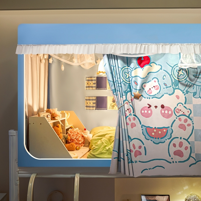 91家纺网 家纺一手货源 找家纺 卓尔居 2025新款学生遮光床帘涂层花边卡通系列-风格二 慕斯熊
